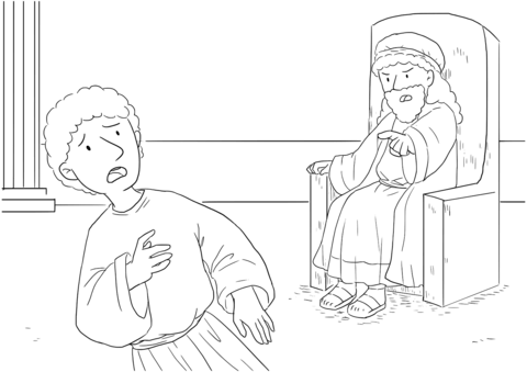 Matthew 18 32 34 Forgiving Others   The King Punishes The Servant Coloring Page